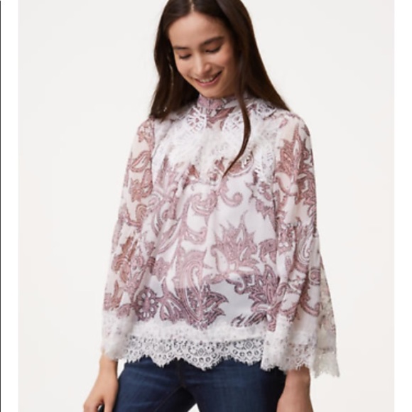 LOFT Tops - NWT Loft Paisley Bell Sleeve Blouse